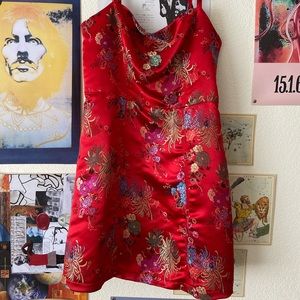 Urban outfitters red embroidered dress